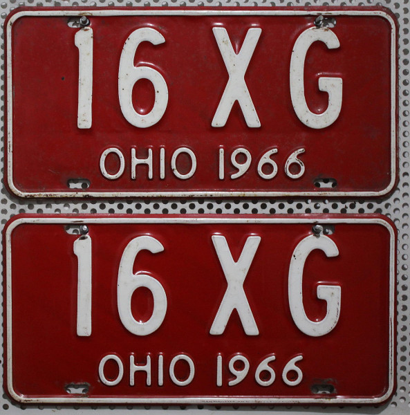 OHIO 1966 Oldtimer Schilder PAAR - USA Nummernschilder # 16XG