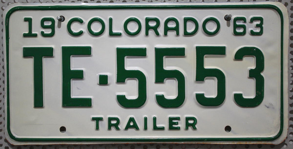 COLORADO 1963 Trailer Nummernschild # TE5553 ...