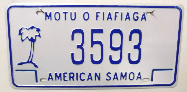 AMERICAN SAMOA Nummernschild # 3593 ...