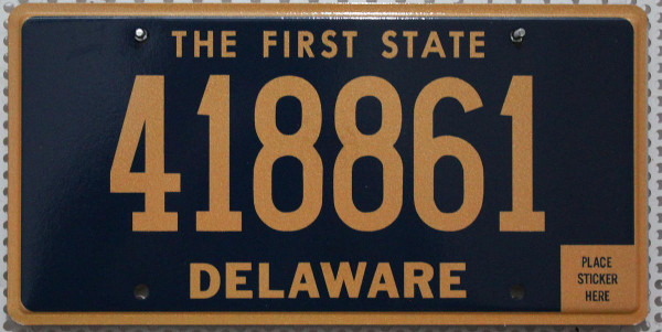 DELAWARE The First State - Nummernschild # 418861 ...