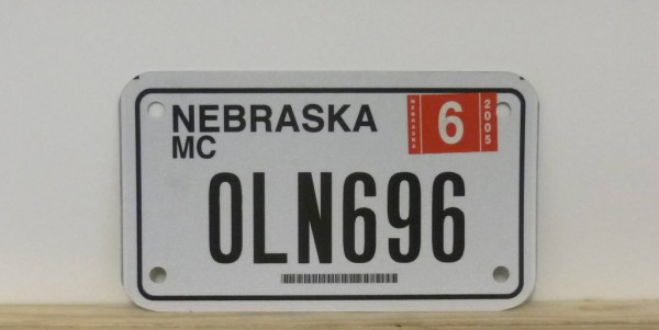 Motorradschild NEBRASKA Nummernschild # OLN696