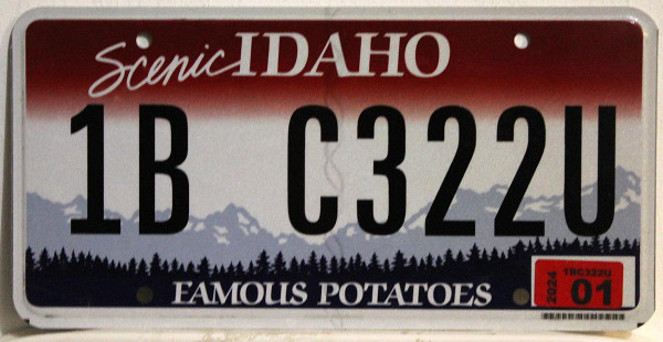 IDAHO (Scenic) Famous Potatoes - Nummernschild # 1BC322U =