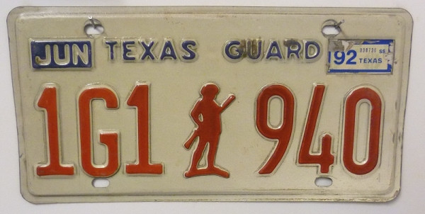 TEXAS Guard - Nummernschild # 1G1940 =