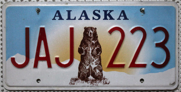 ALASKA mit Motiv Grizzly - Nummernschild # JAJ223 ...