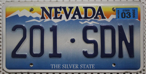 NEVADA The Silver State - Nummernschild # 201SDN =
