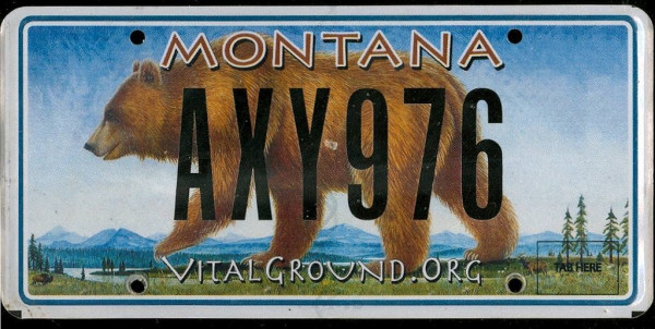 MONTANA Vital Ground .org # USA Nummernschild # AXY976 ...