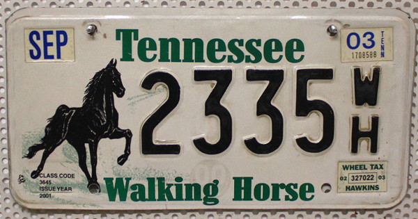 TENNESSEE Walking Horse - Nummernschild # 2335WH