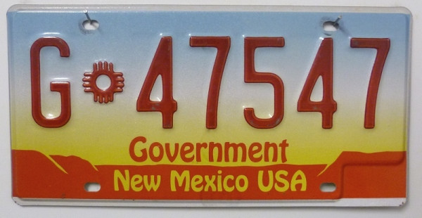 NEW MEXICO Government - Nummernschild # G47547 ≡