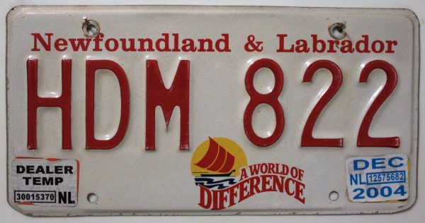 NEWFOUNDLAND / LABRADOR Nummernschild # HDM822 =