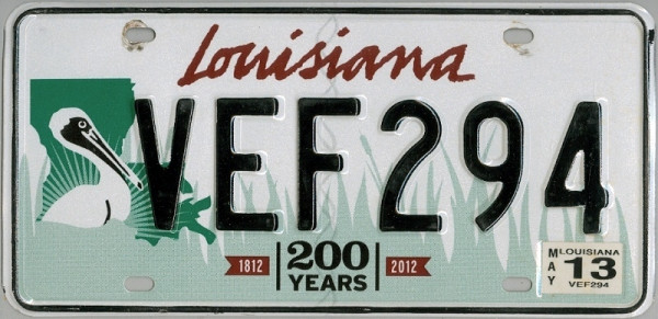 LOUISIANA 200 years - Nummernschild (Typ I) # VEF294 ≡