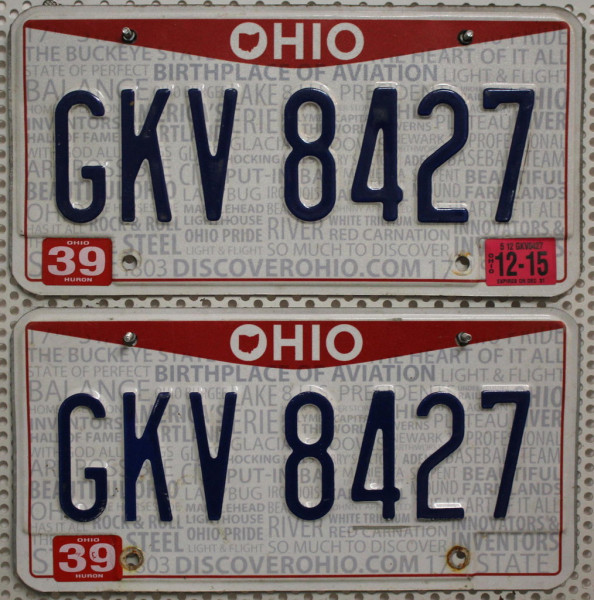 OHIO Schilder PAAR - Zwei USA Nummernschilder # GKV8427