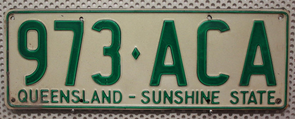 QUEENSLAND Sunshine State - Nummernschild # 973ACA