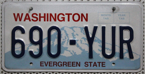 WASHINGTON Evergreen State - Nummernschild # 690YUR ...