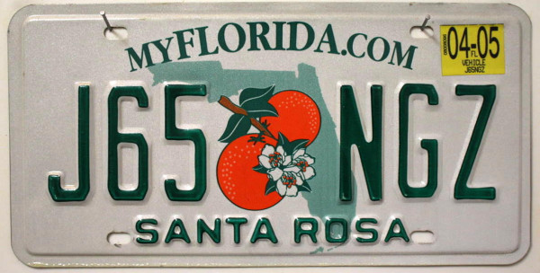FLORIDA Motiv zwei Orangen - Nummernschild # Santa Rosa County J65NGZ