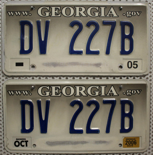 GEORGIA Schilder PAAR - Zwei USA Nummernschilder # DV227B