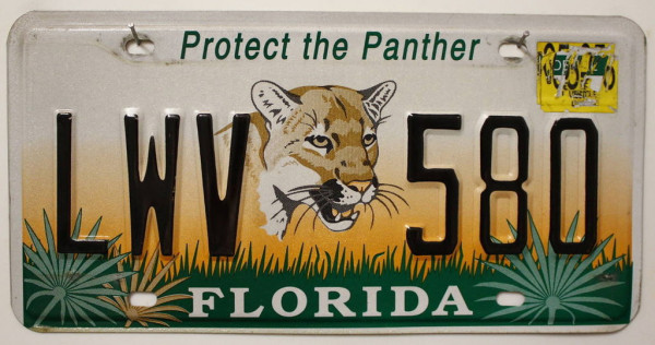 FLORIDA Protect the Panther - Nummernschild # LWV580 =