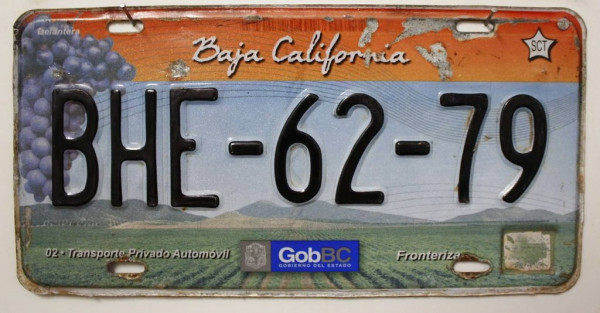 BAJA CALIFORNIA - Mexiko Nummernschild # BHE6279