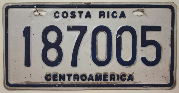COSTA RICA Nummernschild # 187005