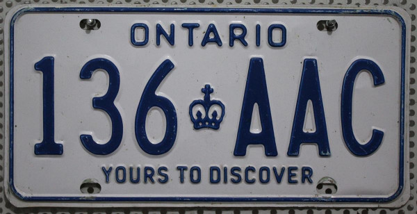 ONTARIO Yours To Discover - Nummernschild # 136AAC ...