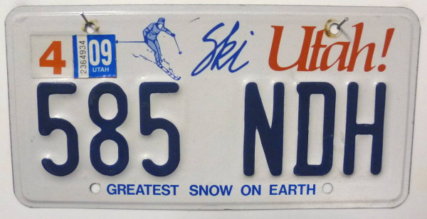 UTAH Ski - Nummernschild # 585NDH =