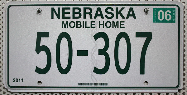 NEBRASKA Mobile Home - Nummernschild # 50-307 =