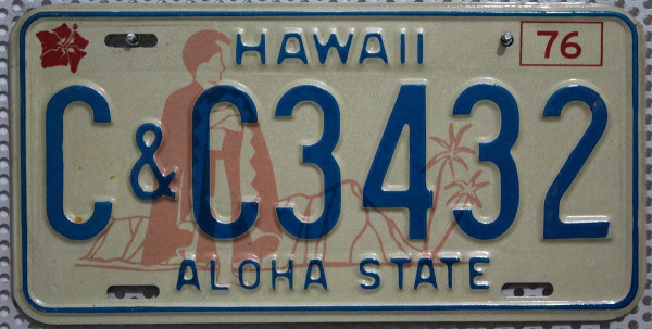 HAWAII Aloha State / Typ '76 - Nummernschild # CC3432 ...