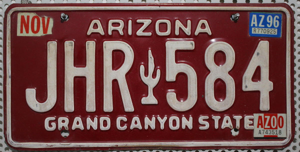 ARIZONA Grand Canyon State - Nummernschild # JHR584 =