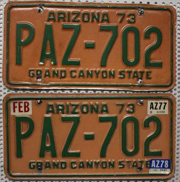 ARIZONA 73 77 78 Oldtimer Schilder PAAR - USA Nummernschilder # PAZ702