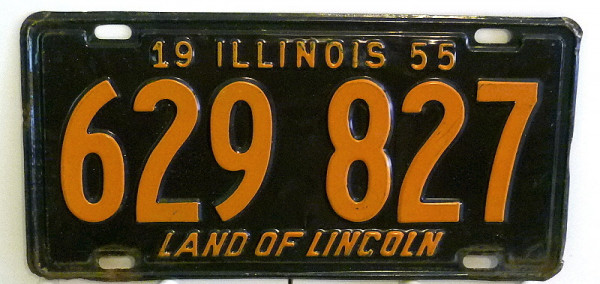 ILLINOIS 1955 Oldtimer Nummernschild # 629827