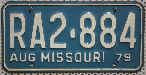 MISSOURI 1979 Oldtimer Nummernschild # RA2884 ...