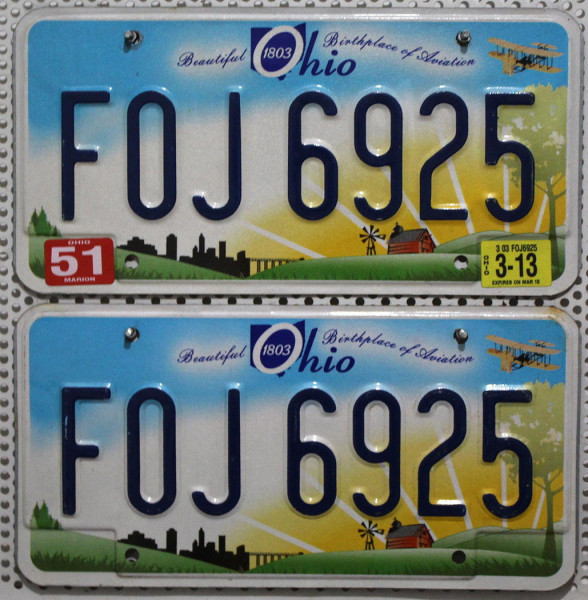 OHIO Schilder PAAR - Zwei USA Nummernschilder # FOJ6925