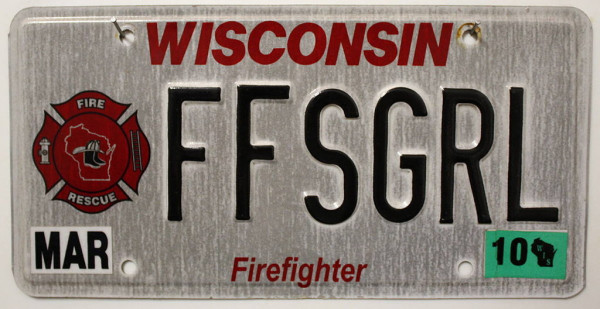 WISCONSIN Firefighter - Nummernschild # FF SGRL ≡