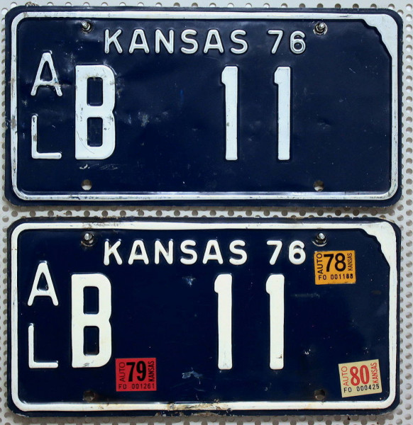 KANSAS 1976 1978 1979 1980 Schilder PAAR - USA Nummernschilder # AL.B11