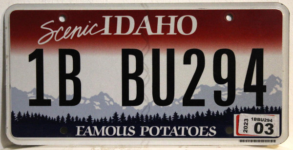 IDAHO (Scenic) Famous Potatoes - Nummernschild # 1BBU294 =