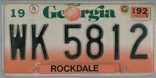 GEORGIA / peach letter O - Nummernschild # WK5812 =