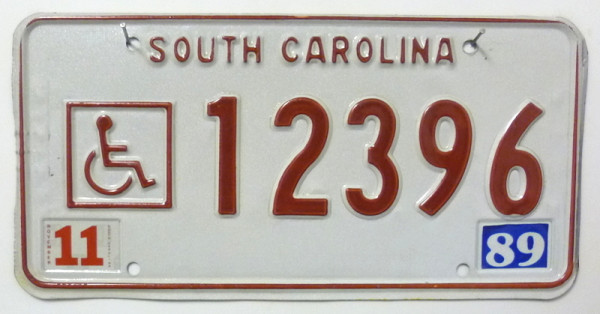 SOUTH CAROLINA Handicapped Special - Nummernschild # 12396 =