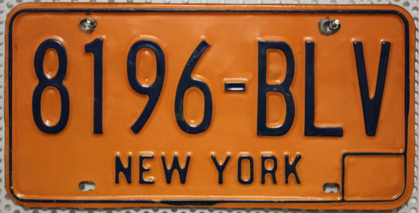 NEW YORK (geprägt) - Nummernschild # 8196BLV ...