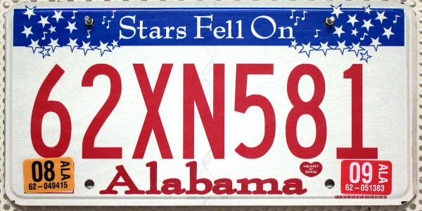 ALABAMA Stars - Nummernschild # 62XN581 =
