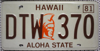 HAWAII Kopf Motiv - Nummernschild # DTW370