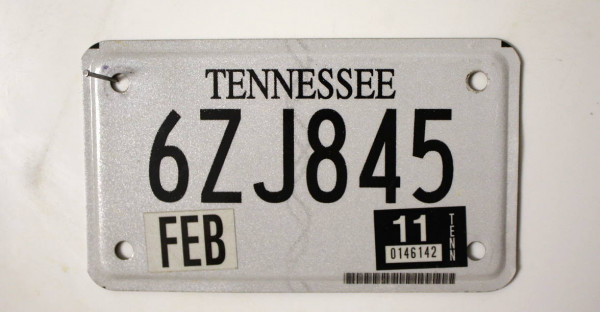 Motorradschild TENNESSEE Nummernschild # 6ZJ845 =