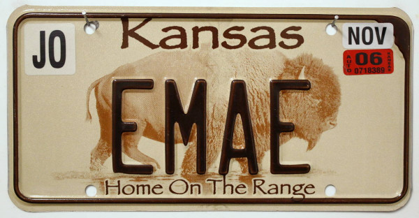 KANSAS Home On The Range - Nummernschild # EMAE =