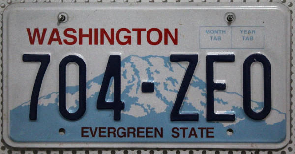 WASHINGTON Evergreen State - Nummernschild # 704ZEO ...