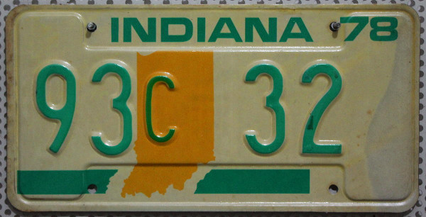 INDIANA (Typ Grün/Orange '78) - Nummernschild # 93C32 ...