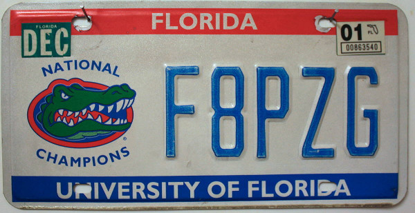FLORIDA (University of Florida) - Nummernschild # F8PZG =