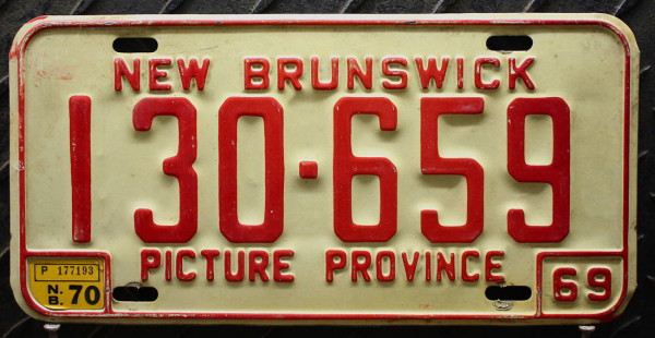NEW BRUNSWICK - Oldtimer (69/70) Nummernschild # 130659 =