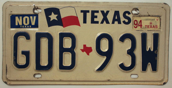 TEXAS Flag Graphic - Nummernschild # GDB93W =