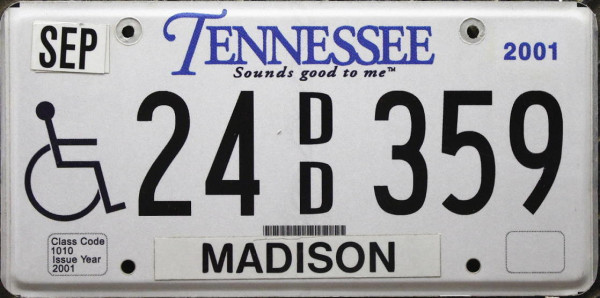 TENNESSEE Handicapped Special - Nummernschild # 24DD359