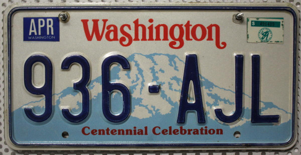 WASHINGTON Mount Rainier Motiv - Nummernschild # 936AJL =
