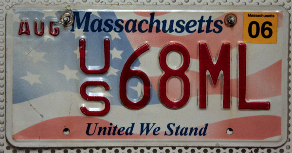 MASSACHUSETTS United We Stand - Nummernschild # US68ML =