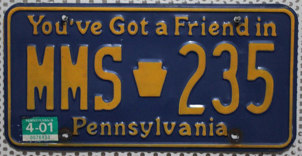 PENNSYLVANIA ... a Friend in … - Nummernschild # MMS235